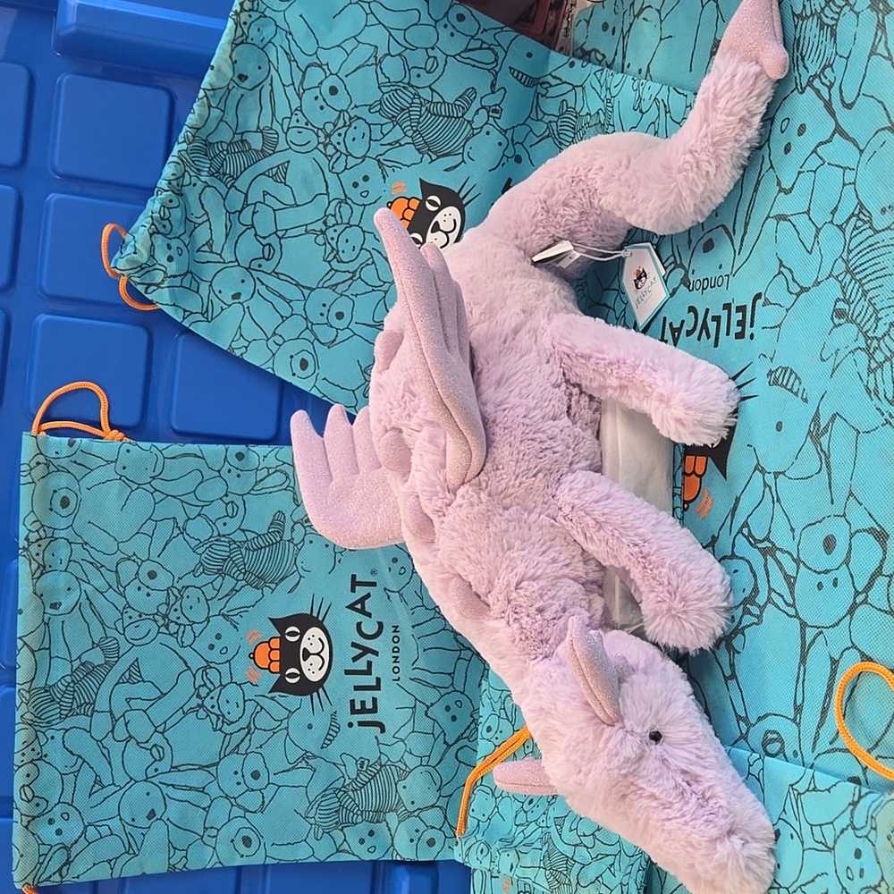 NWT Lg. Jellycat Lavender Dragon